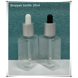 方形 PET30ML滴管瓶 鍍銀旋蓋，黑白膠頭，大量現貨
