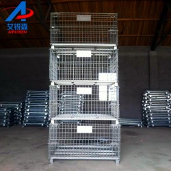 艾銳森廠家生產(chǎn)折疊式重型倉儲籠批發(fā)鐵框周轉籠